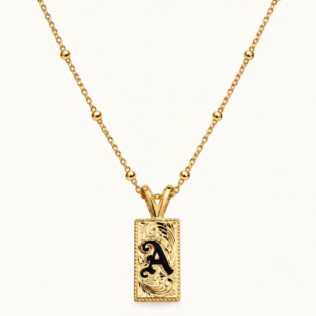 Hawaii Enameled Initial Necklace